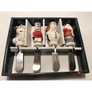Pfaltzgraff Christmas Holiday Winterberry Set of 4 Cheese Dip Spreaders Knives